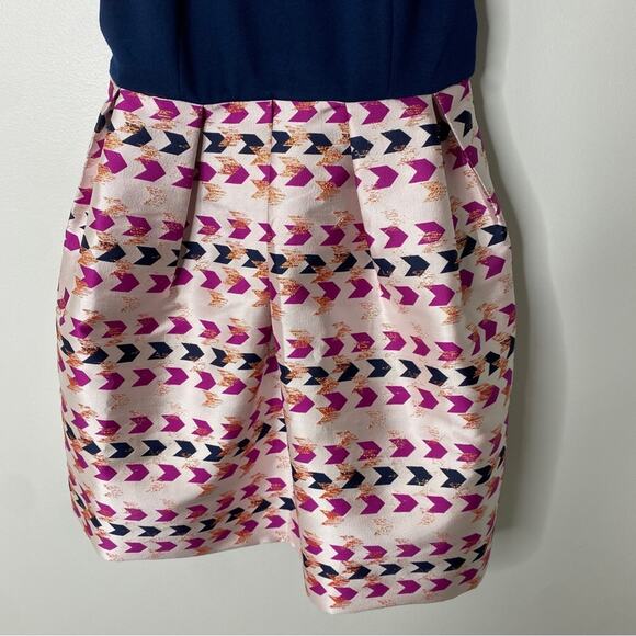 Anthropologie Hutch Blue Fit & Flare Metallic Arrowhead Short Mini Dress Size 8 - Picture 4 of 10